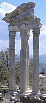 Corinthian columns of the Trajan Temple, Pergamon Acropolis, Turkey at My Favourite Planet