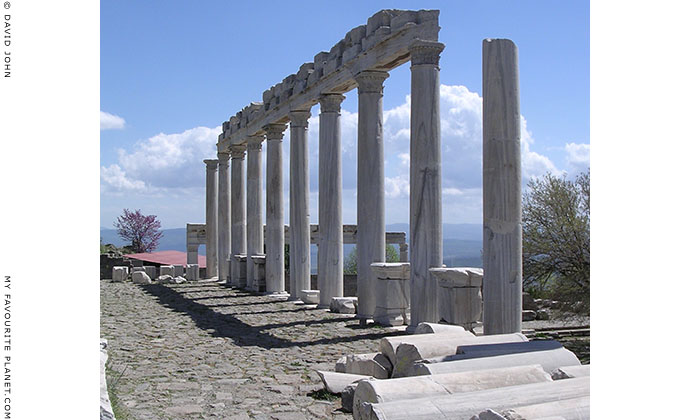 A colonnade of a stoa in the Trajaneum on the Pergamon Acropolis, Turkey at My Favourite Planet