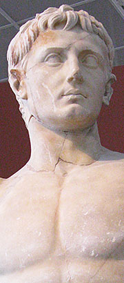 Detail of a statue of Emperor Augustus in Thessaloniki Archaeological Museum