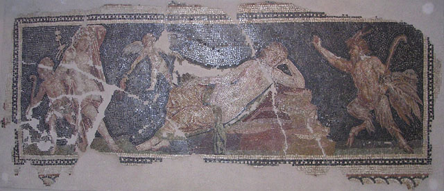Dionysus, Ariadne and Pan in a floor mosaic, Ephesus Archaeological Museum, Selcuk at My Favourite Planet