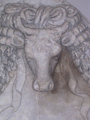 Marble relief of a garlanded bull's head, Ephesus Archaeological Museum, Selcuk at My Favourite Planet