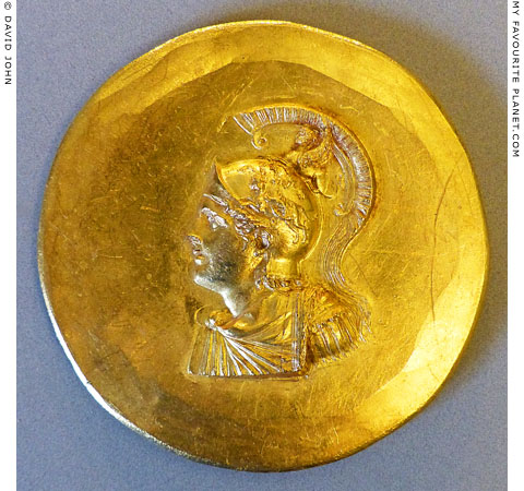 Alexander the Great wearing a helmet on an Abukir medallion at My Favourite Planet