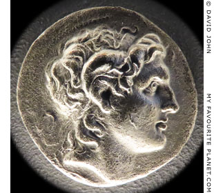 Alexander the Great as Zeus Ammon on a silver tetradrachm minted in Lampaskos, Mysia at My Favourite Planet