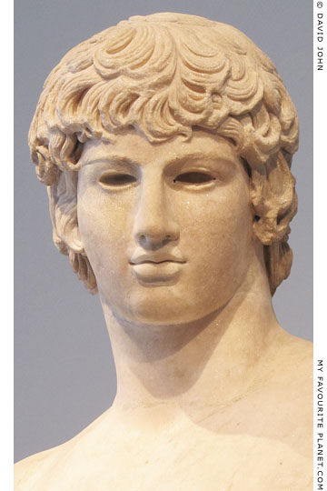 Detail of the Antinous as Agathos Daimon statue at My Favourite Planet