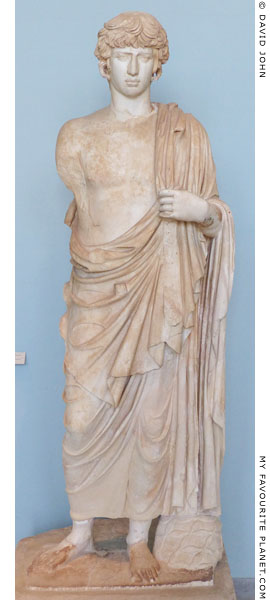 A Marble statue of Antinous as Dionysus or Asklepios, Eleusis, Greece at My Favourite Planet