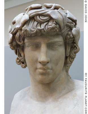 The Townley Antinous, marble bust of Antinous as Dionysus, British Museum at My Favourite Planet