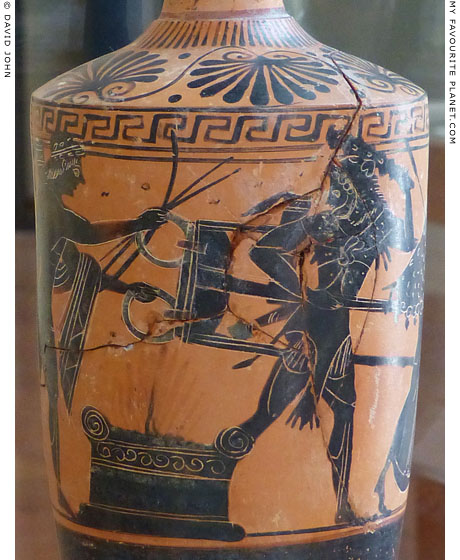 Herakles and Apollo struggle for the Delphic tripod on a lekythos by the Gela painter at My Favourite Planet