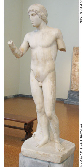 A marble statue of a youth, perhaps a copy of the splanchnoptes by Styppax at My Favourite Planet