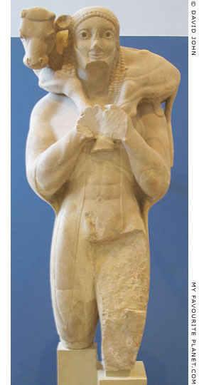 The Moschophoros (Calf Bearer) statue in the Acropolis Museum at My Favourite Planet