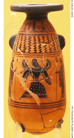 A winged goddess on an alabastron by the Amasis Painter at My Favourite Planet