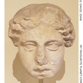A fragment of a larger than lifesize marble head of a goddess at My Favourite Planet