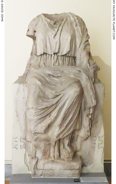 A marble statue of an enthroned goddess found in Athens at My Favourite Planet