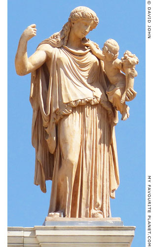 A modern copy of the statue of Eirene holding the infant Ploutos, National Archaeological Museum, Athens at My Favourite Planet