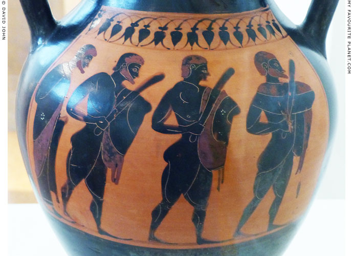 Peisistratos' guard on an Attic black figure amphora at My Favourite Planet
