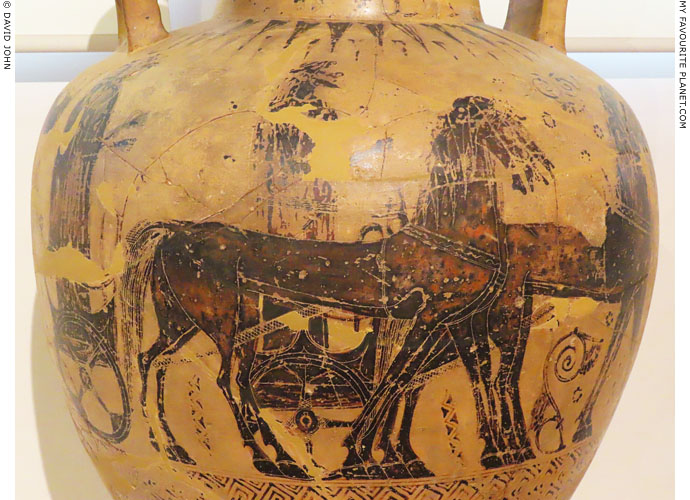 Two two-horse chariots and their charioteers painted by the Piraeus Painter at My Favourite Planet