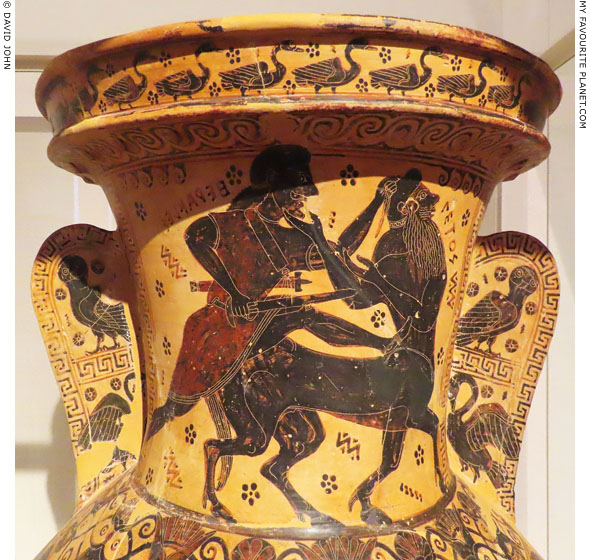 Herakles fighting the centaur Nessos on the Nessos Amphora at My Favourite Planet