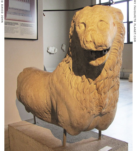 A marble statue of a lion from the Mausoleum of Halicarnassus at My Favourite Planet