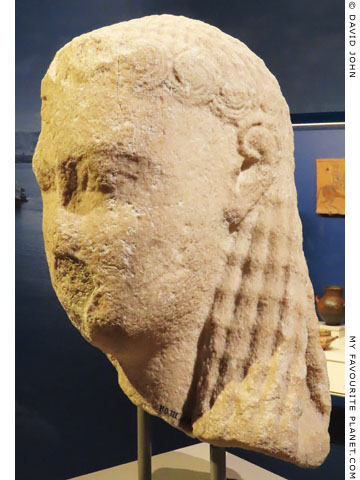 Head of a kouros statue of Naxian marble found on Thera at My Favourite Planet