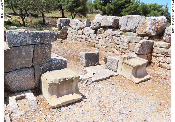 Two marble thrones in the front porch of the temple of Themis, Rhamnous at My Favourite Planet