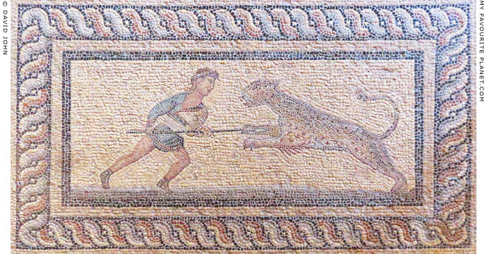 A mosaic of a leopard hunt from Kos at My Favourite Planet