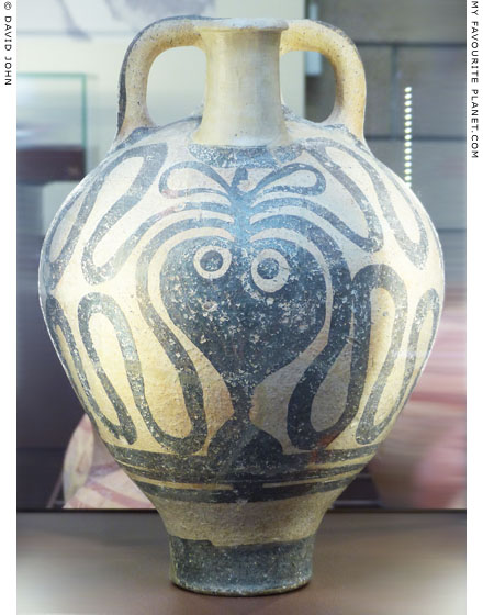An octopus painted on a Cretan stirrup jar at My Favourite Planet