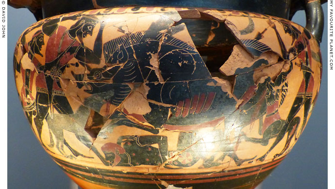 The Kalydonian Boar hunt by Lydos on an Attic black-figure krater at My Favourite Planet