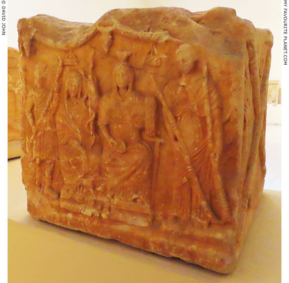 A relief of Iakchos, Demeter, Cybele and Persephone on a Taurobolic altar from Attica at My Favourite Planet