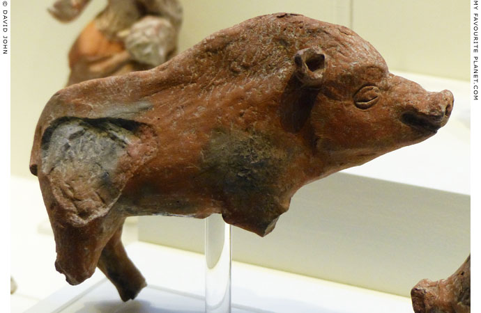 Terracotta votive figurine of a pig from the Thesmophorion, Pella at My Favourite Planet