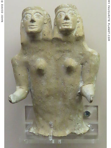 A terracotta figurine depicting a pair of female deities from Kamiros, Rhodes at My Favourite Planet