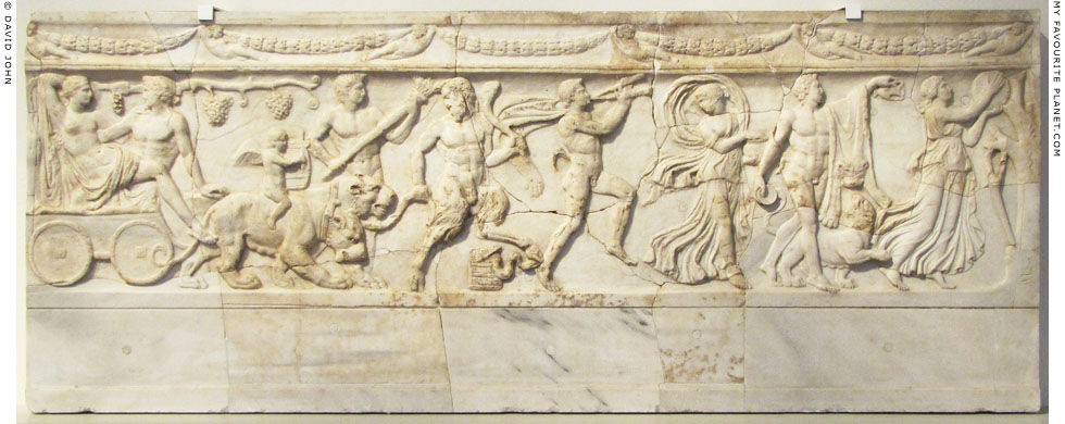 Relief of a procession with Dionysus and Ariadne in a panther chariot at My Favourite Planet