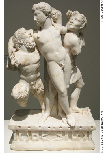 Statue of drunken Dionysus supported by Pan and a Satyr at My Favourite Planet