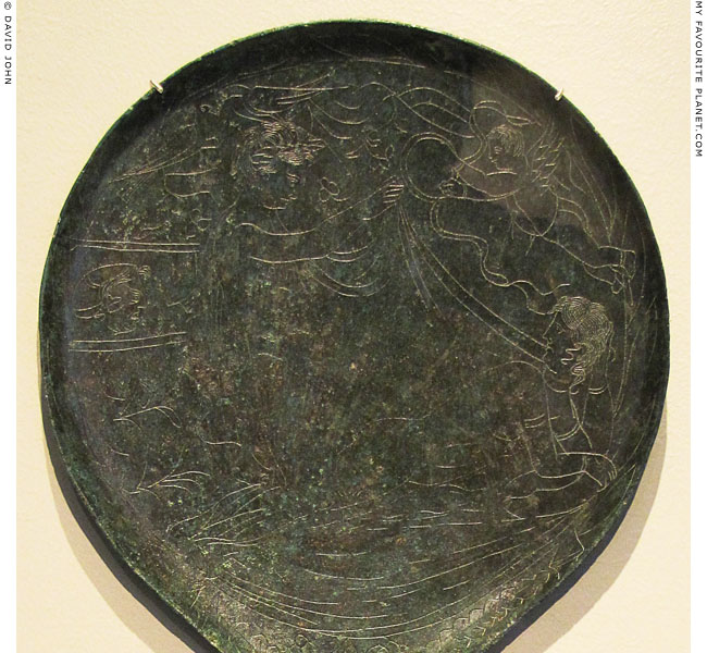 A pair of lovers on an Etruscan bronze mirror at My Favourite Planet
