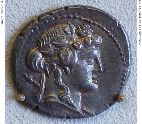 The head of Dionysus/Bacchus on a Roman denarius at My Favourite Planet