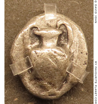 An amphora on a silver triobol coin of ancient Korkyra at My Favourite Planet