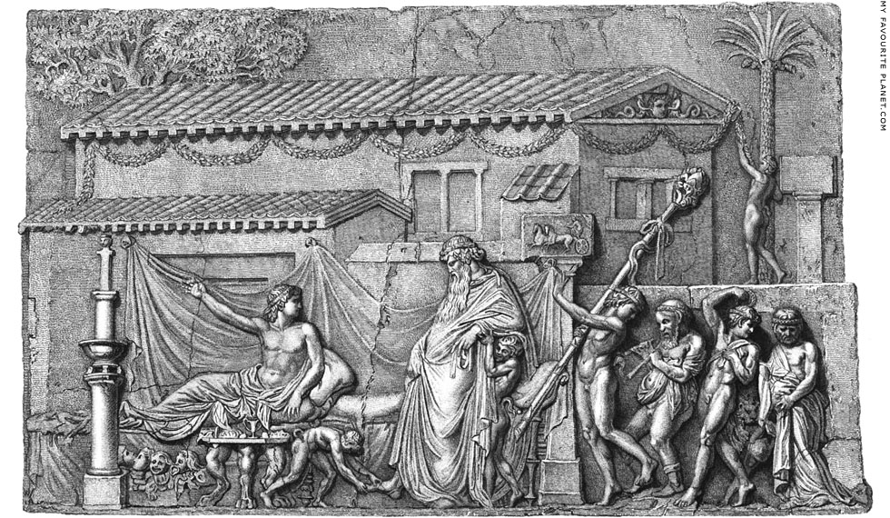 An engraving of the Ikarios relief in the British Museum at My Favourite Planet