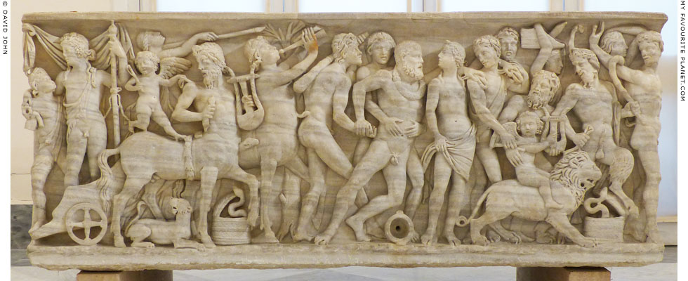 Relief of drunken Hercules in a triumph of Dionysus in Naples at My Favourite Planet