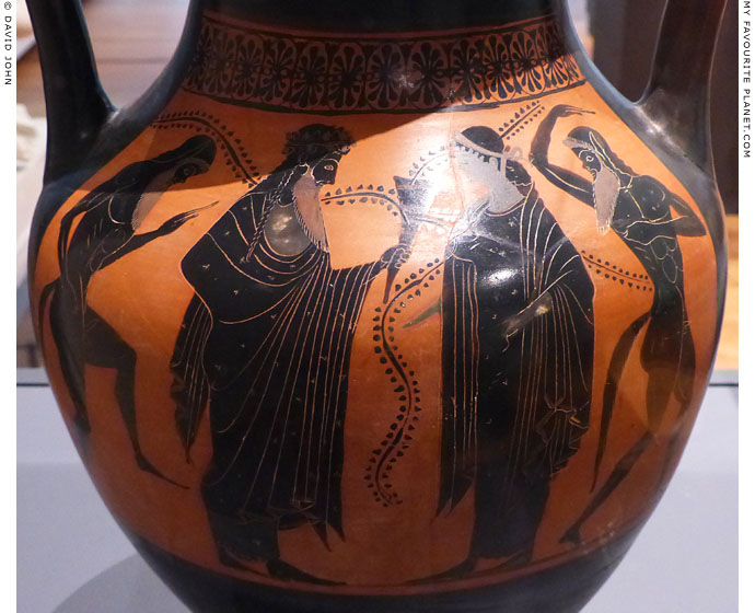 Attic black-figure amphora Dionysus and Ariadne with Satyrs at My Favourite Planet