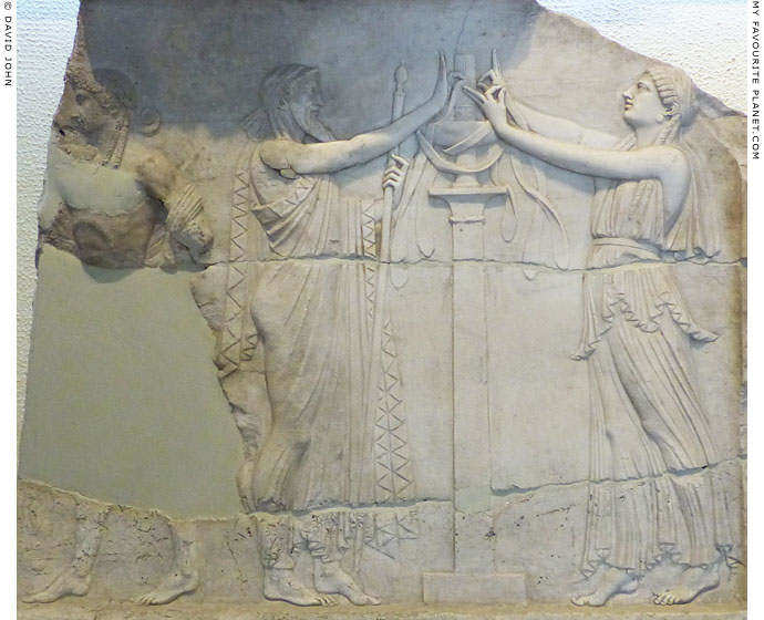 Fragmentary marble Neo-Attic relief of Dionysus and a priestess at My Favourite Planet