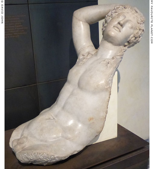 A fragment of a marble statue of Dionysus reclining at My Favourite Planet