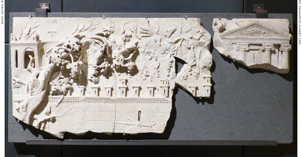 A marble relief representing a rural Dionysian sanctuary at My Favourite Planet