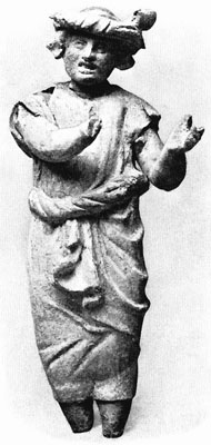 Hellenistic terracotta figurine of a tympanon player from Myrina, Mysia at My Favourite Planet