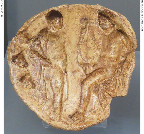 A ceramic mould with a depiction of Hermes and Apollo at My Favourite Planet