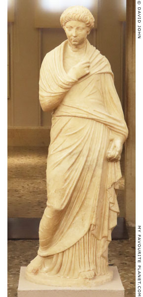 A marble portrait statue of a draped woman found in the House of the Rape of Europa, Kos at My Favourite Planet
