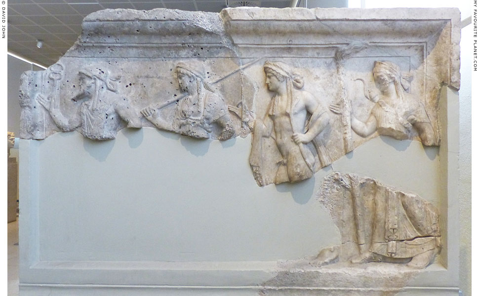 Relief of Hermes, Athena, Apollo and Artemis from Piraeus at My Favourite Planet