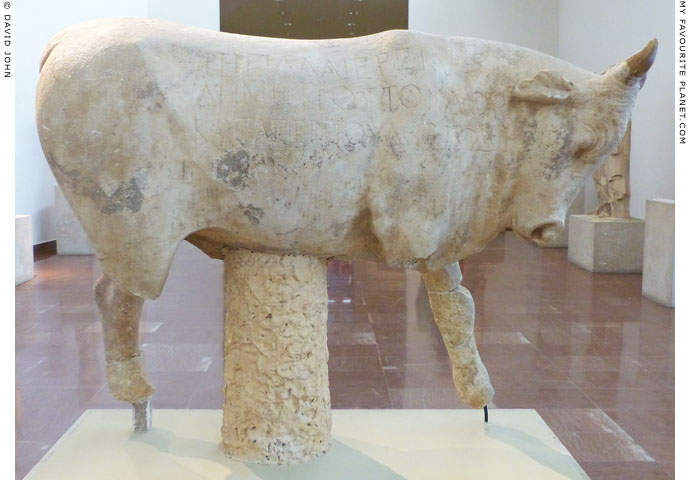 A statue of a bull dedicated by Annia Regilla in Olympia at My Favourite Planet
