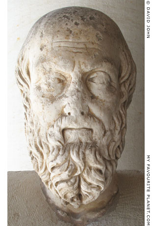 Marble head of Herodotus in the Agora Museum, Athens, Greece at My Favourite Planet