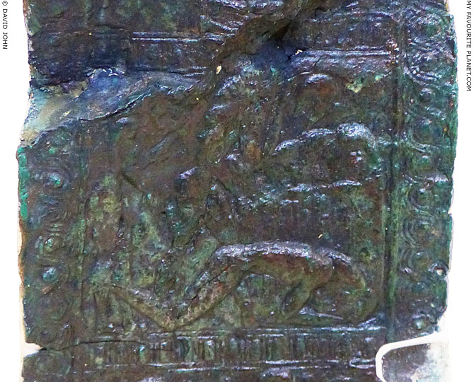 Ajax committing suicide on a bronze shield grip in Olympia at My Favourite Planet