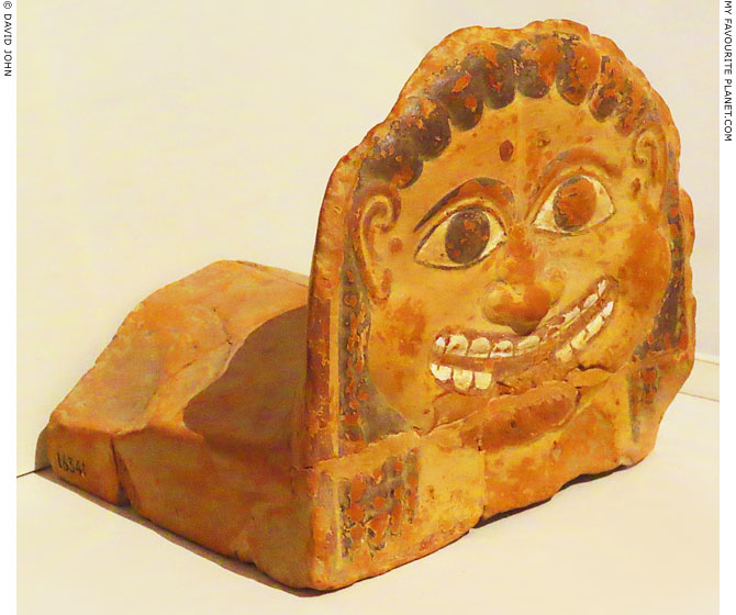 A three-quarter view of the Gorgoneion antefix from Ptoon at My Favourite Planet A three-quarter view of the Gorgoneion antefix from Ptoon at My Favourite Planet