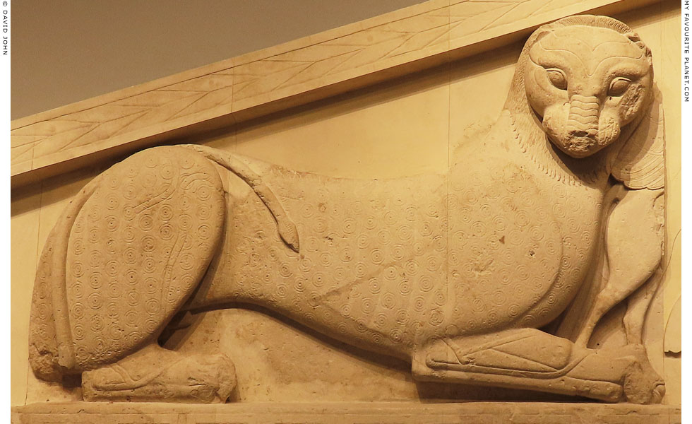 The crouching lion-panther on the left of the Corfu Gorgon pediment at My Favourite Planet