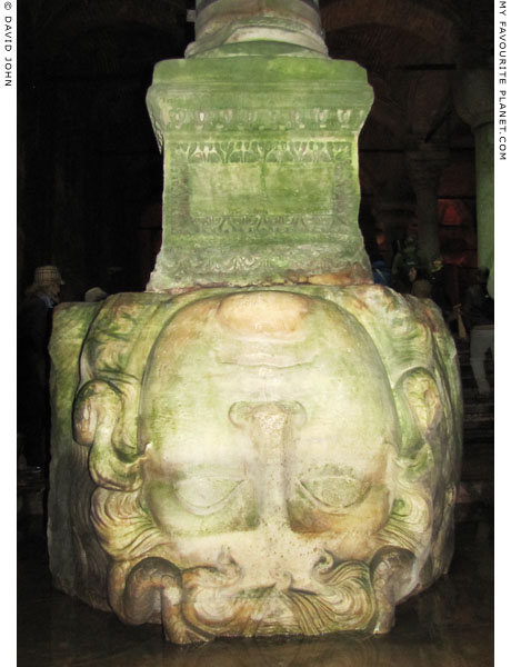 A colossal Gorgoneion relief used as a column base in the Basilica Cistern, Istanbul at My Favourite Planet